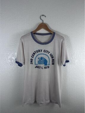 Vintage 1979 Century City 10K Run T Shirt Mens Small Ringer 20th Century